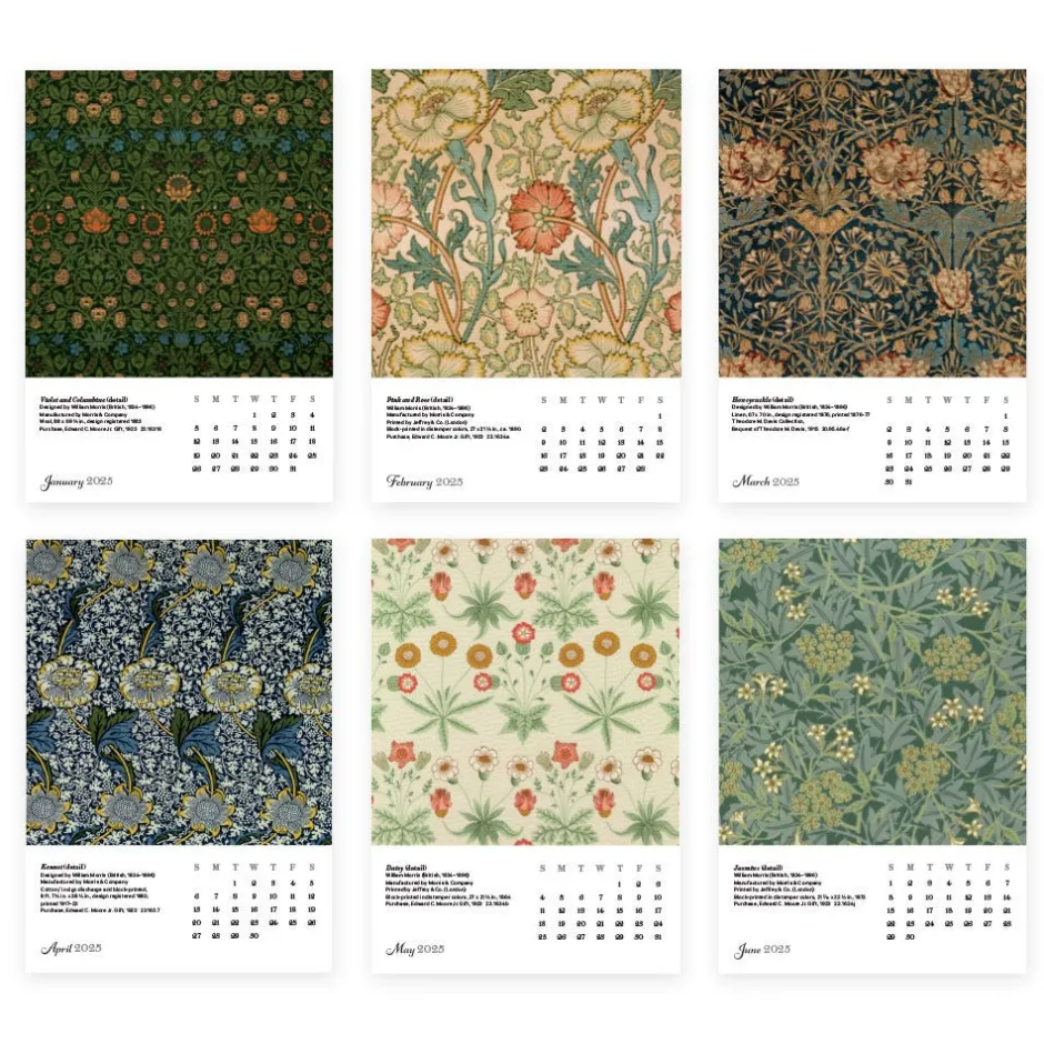 William Morris Plexiglass Calendar Refill 2025 Calendars