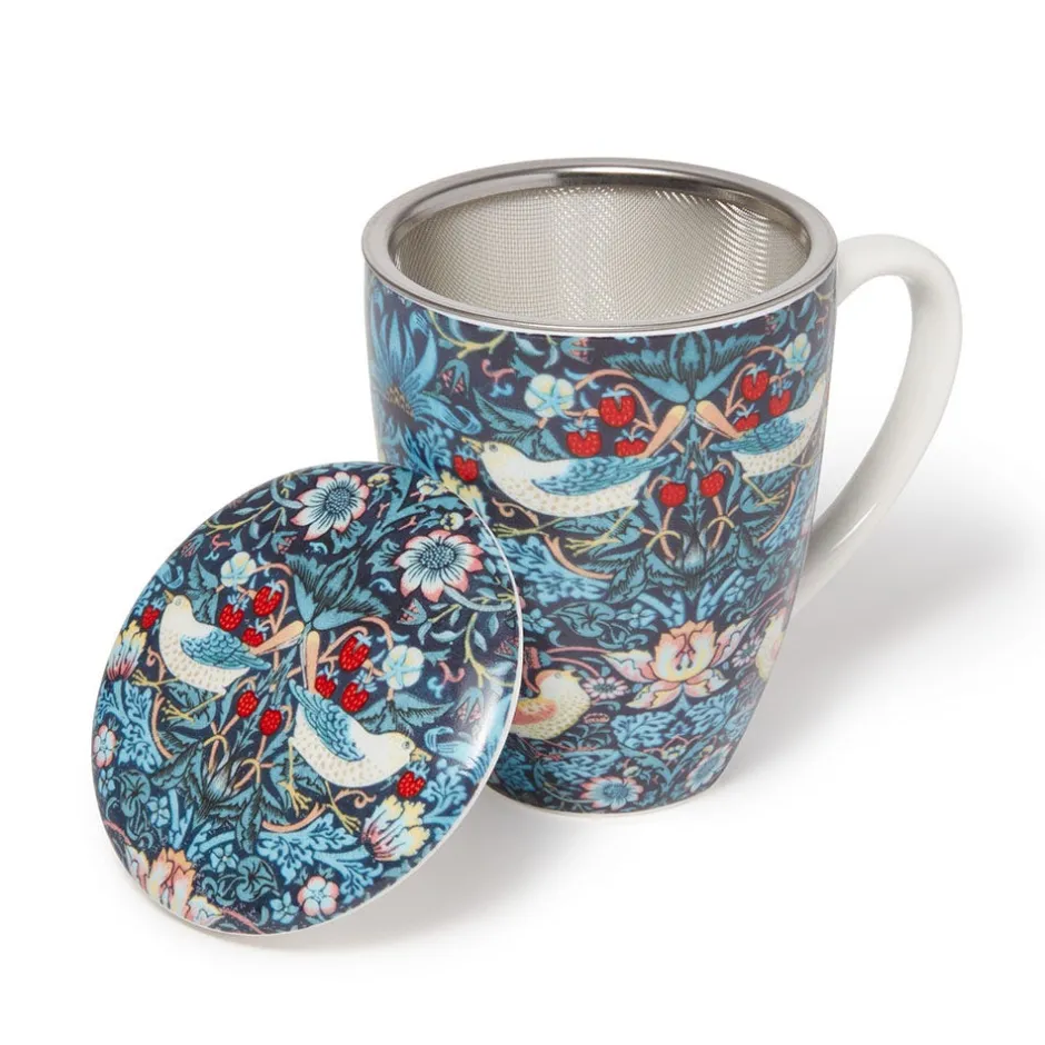 Sale William Morris Strawberry Thief Covered Mug with Tea Infuser Tableware
