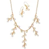Clearance Willow Catkins Pearl Bib Necklace and Drop Earrings Set Jewelry Sets